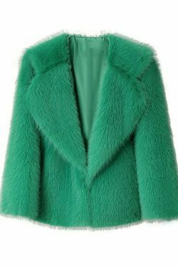 Y2K Aesthetic Faux Fur Mid-Length Coat for Women - Coquette Style Grunge Fashion