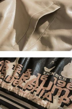 Y2K Aesthetic Faux Leather 1968 Varsity Jacket for Women - Coquette & Grunge Style