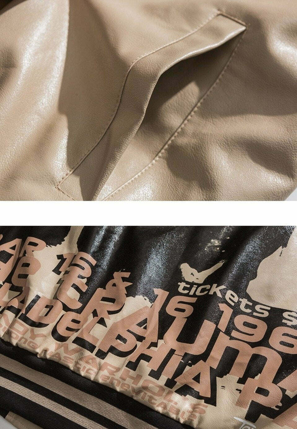 Y2K Aesthetic Faux Leather 1968 Varsity Jacket for Women - Coquette & Grunge Style Y2K Aesthetic Faux Leather 1968 Varsity Jacket for Women - Coquette & Grunge Style