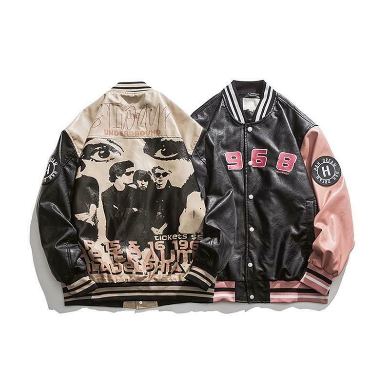 Y2K Aesthetic Faux Leather 1968 Varsity Jacket for Women - Coquette & Grunge Style Y2K Aesthetic Faux Leather 1968 Varsity Jacket for Women - Coquette & Grunge Style
