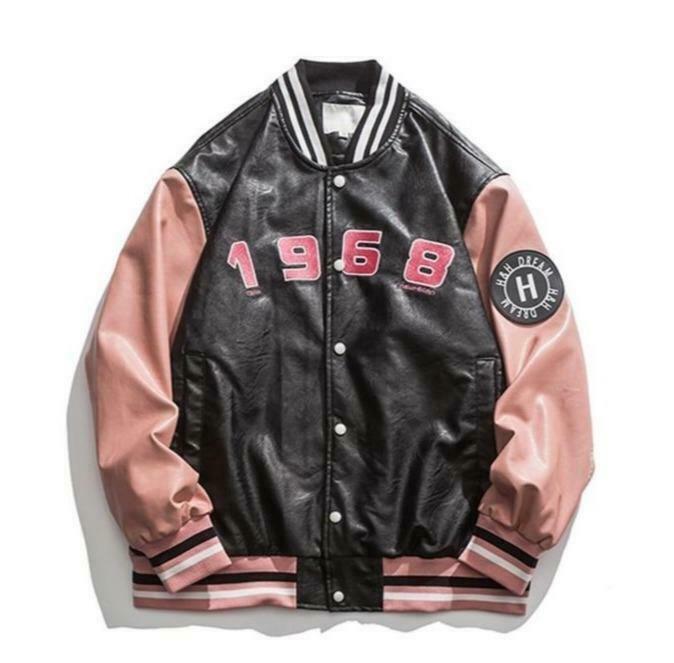 Y2K Aesthetic Faux Leather 1968 Varsity Jacket for Women - Coquette & Grunge Style Y2K Aesthetic Faux Leather 1968 Varsity Jacket for Women - Coquette & Grunge Style