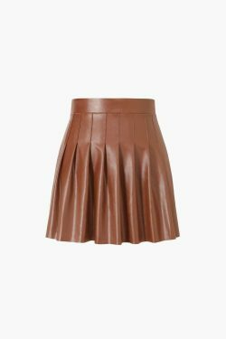 Y2K Aesthetic Faux Leather Pleated Mini Skirt for Women - Coquette Style Grunge Fashion Outfit