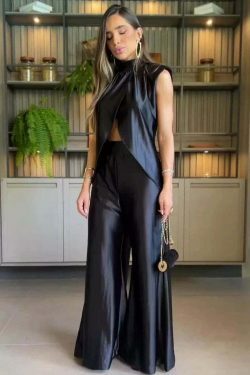 Y2K Aesthetic Flared Suit Set - Coquette & Grunge Style Two-Piece Outfit for Women