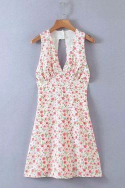 Y2K Aesthetic Floral Backless Dress - Coquette Style for Women's Fashion