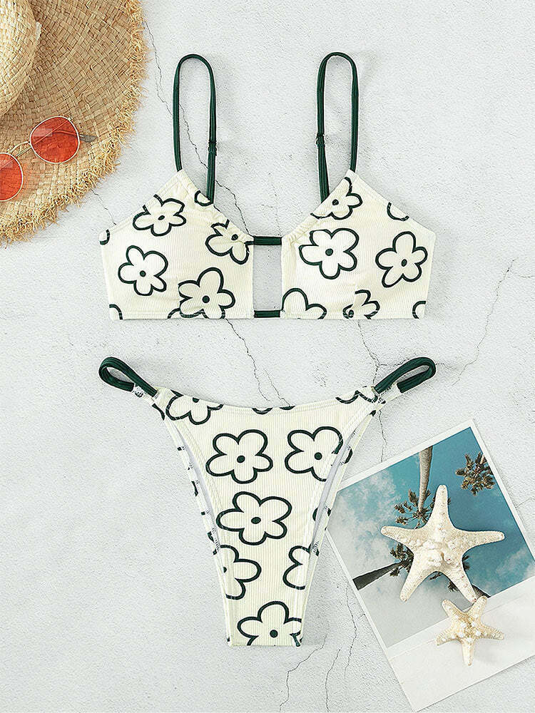 Y2K Aesthetic Floral Beach Bikini - Coquette Style for Women Y2K Aesthetic Floral Beach Bikini - Coquette Style for Women