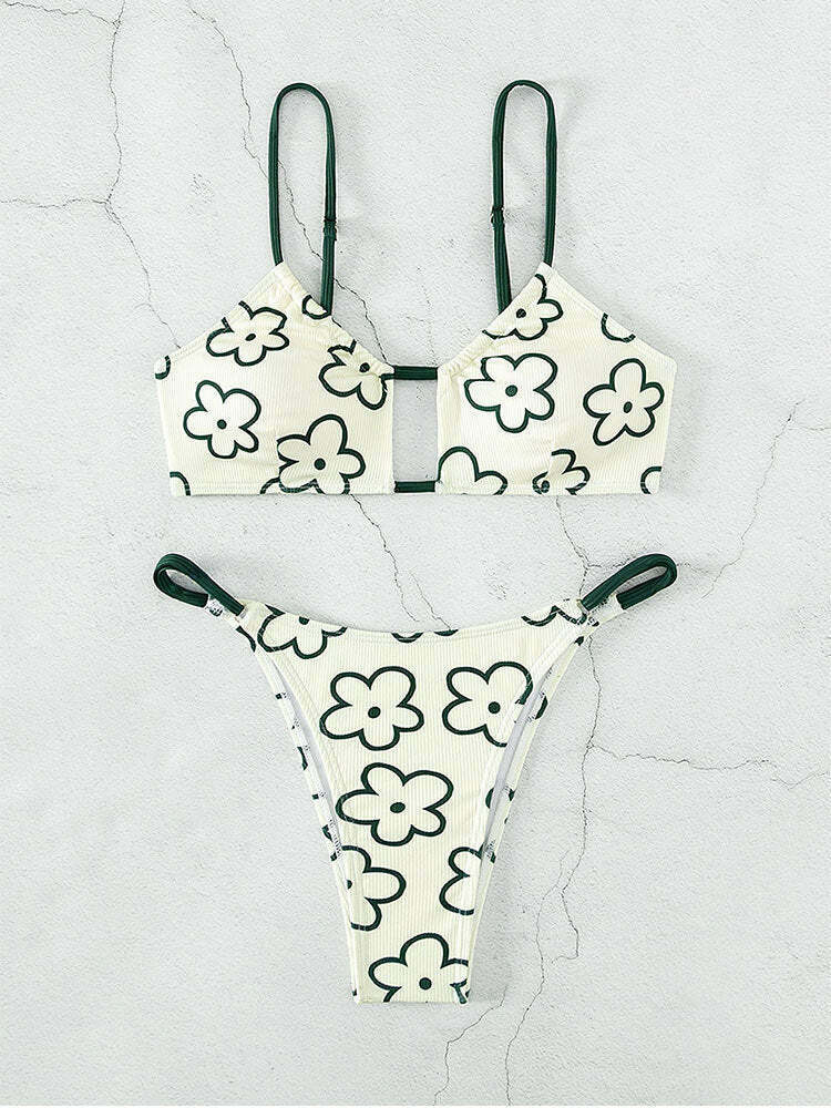 Y2K Aesthetic Floral Beach Bikini - Coquette Style for Women Y2K Aesthetic Floral Beach Bikini - Coquette Style for Women