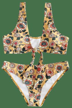 Y2K Aesthetic Floral Bikini Set with Unique Knot Detail
