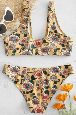 Y2K Aesthetic Floral Bikini Set with Unique Knot Detail