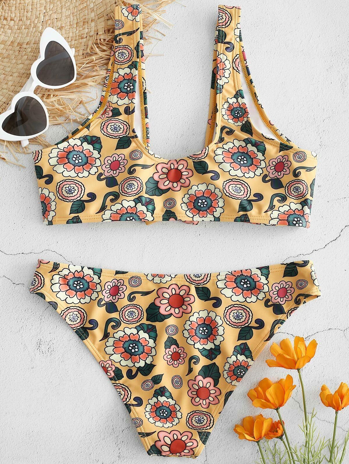 Y2K Aesthetic Floral Bikini Set with Unique Knot Detail Y2K Aesthetic Floral Bikini Set with Unique Knot Detail