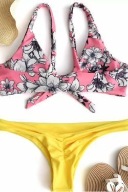 Y2K Aesthetic Floral Knot Scrunch Butt Bikini - Coquette Style for Women's Fashion