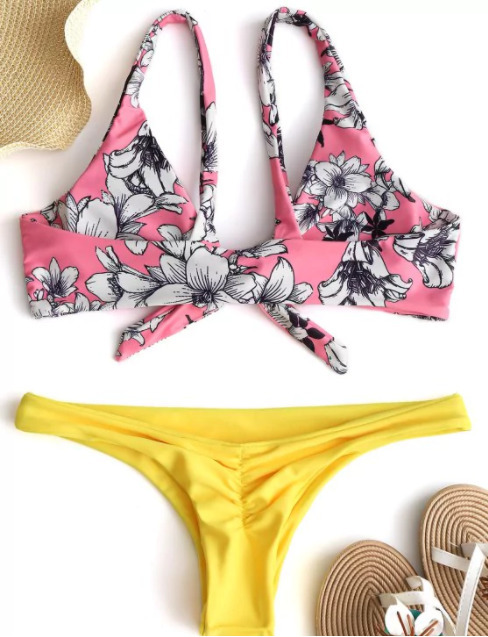 Y2K Aesthetic Floral Knot Scrunch Butt Bikini - Coquette Style for Women's Fashion Y2K Aesthetic Floral Knot Scrunch Butt Bikini - Coquette Style for Women's Fashion
