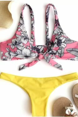 Y2K Aesthetic Floral Knot Scrunch Butt Bikini - Coquette Style for Women's Fashion