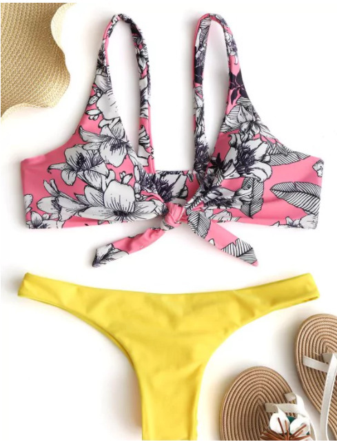 Y2K Aesthetic Floral Knot Scrunch Butt Bikini - Coquette Style for Women's Fashion Y2K Aesthetic Floral Knot Scrunch Butt Bikini - Coquette Style for Women's Fashion