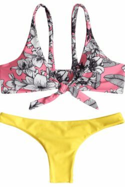 Y2K Aesthetic Floral Knot Scrunch Butt Bikini - Coquette Style for Women's Fashion
