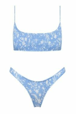 Y2K Aesthetic Floral Print Smocked Bikini Set - Vintage-inspired Swimwear for Trendy Women