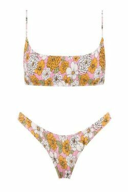 Y2K Aesthetic Floral Print Smocked Bikini Set - Vintage-inspired Swimwear for Trendy Women