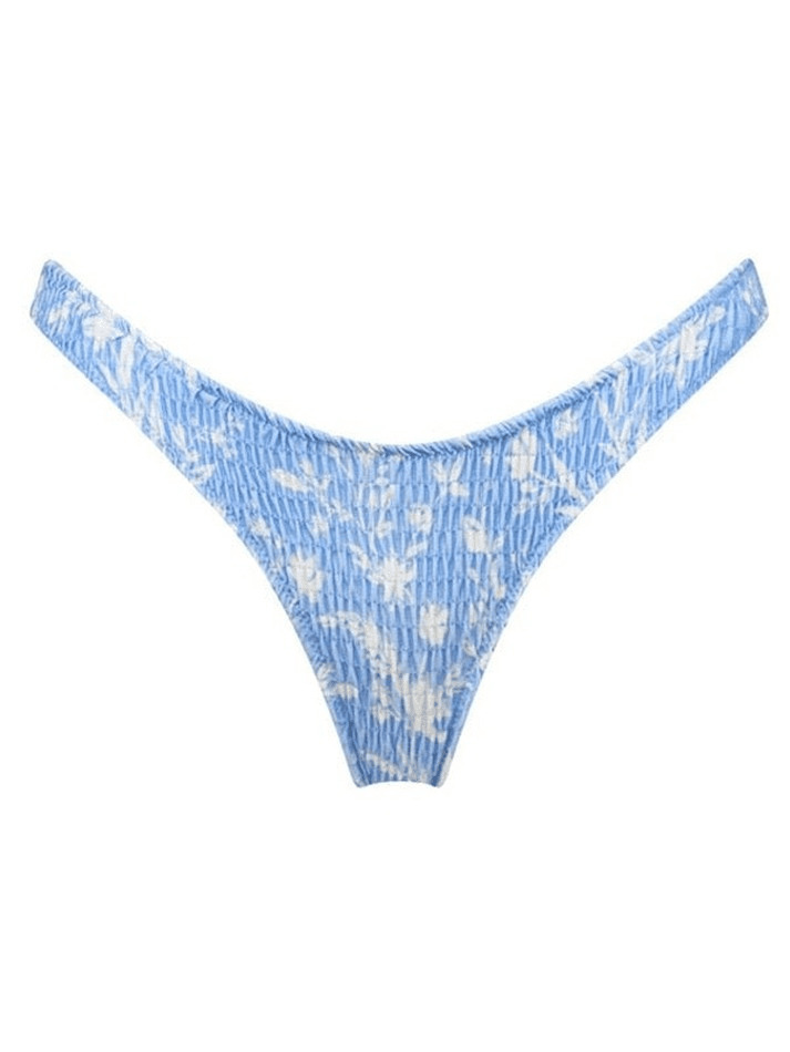 Y2K Aesthetic Floral Print Smocked Bikini Set - Vintage-inspired Swimwear for Trendy Women Y2K Aesthetic Floral Print Smocked Bikini Set - Vintage-inspired Swimwear for Trendy Women