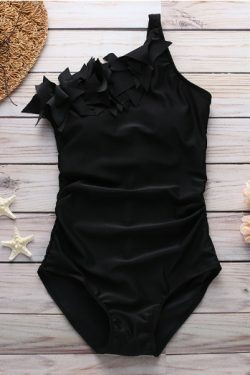 Y2K Aesthetic Flounced One-Shoulder Bikini - Coquette Grunge Pastel Goth