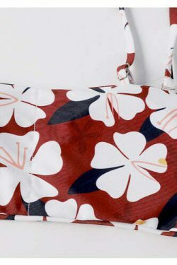 Y2K Aesthetic Flower Print Bandeau Thong Bikini - Retro Coquette Style Swimwear