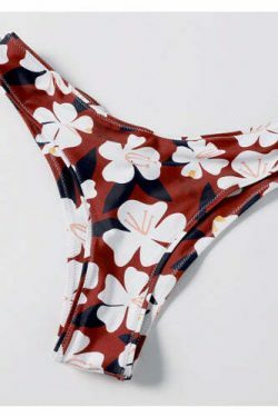 Y2K Aesthetic Flower Print Bandeau Thong Bikini - Retro Coquette Style Swimwear