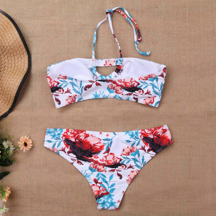 Y2K Aesthetic Flower Print Bikini Set with High Cut and Knot Detail Y2K Aesthetic Flower Print Bikini Set with High Cut and Knot Detail