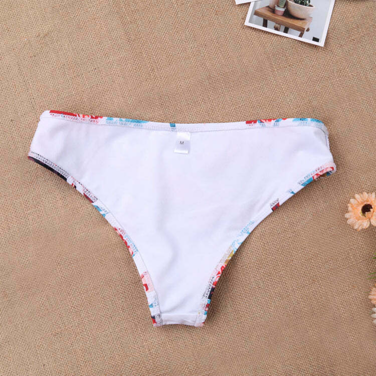 Y2K Aesthetic Flower Print Bikini Set with High Cut and Knot Detail Y2K Aesthetic Flower Print Bikini Set with High Cut and Knot Detail