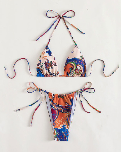 Y2K Aesthetic Flower Print Plunge Bikini Set - Retro Style Swimwear for Women Y2K Aesthetic Flower Print Plunge Bikini Set - Retro Style Swimwear for Women