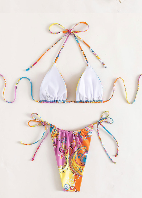 Y2K Aesthetic Flower Print Plunge Bikini Set - Retro Style Swimwear for Women Y2K Aesthetic Flower Print Plunge Bikini Set - Retro Style Swimwear for Women