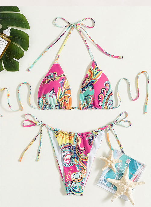 Y2K Aesthetic Flower Print Plunge Bikini Set - Retro Style Swimwear for Women Y2K Aesthetic Flower Print Plunge Bikini Set - Retro Style Swimwear for Women