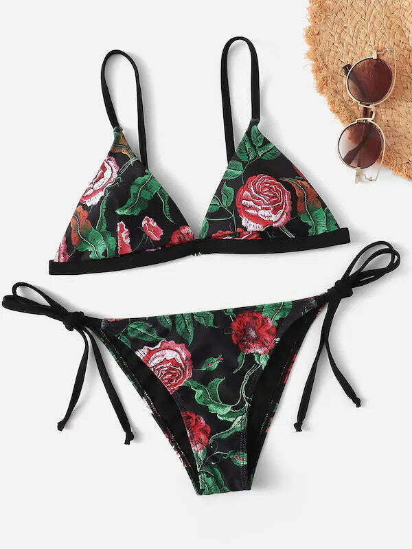 Y2K Aesthetic Flower String Bikini Set for Niche Women Fashion Y2K Aesthetic Flower String Bikini Set for Niche Women Fashion