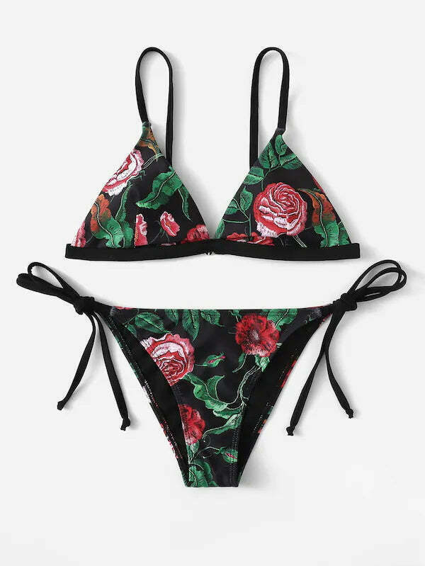 Y2K Aesthetic Flower String Bikini Set for Niche Women Fashion Y2K Aesthetic Flower String Bikini Set for Niche Women Fashion