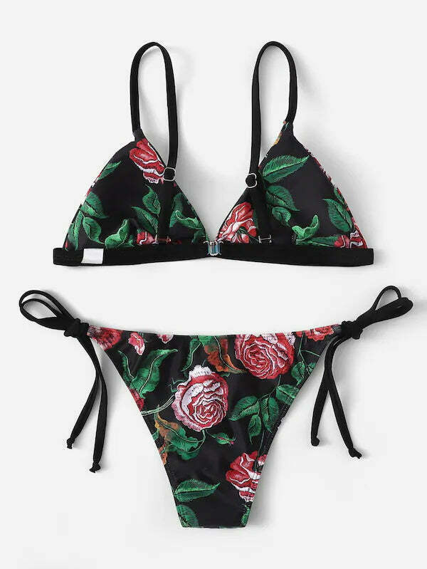 Y2K Aesthetic Flower String Bikini Set for Niche Women Fashion Y2K Aesthetic Flower String Bikini Set for Niche Women Fashion