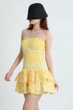 Y2K Aesthetic Forever Flourish Mini Dress - Coquette Style Strapless Fashion Statement