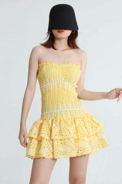 Y2K Aesthetic Forever Flourish Mini Dress - Coquette Style Strapless Fashion Statement