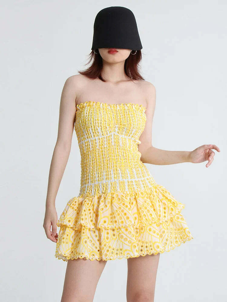 Y2K Aesthetic Forever Flourish Mini Dress - Coquette Style Strapless Fashion Statement Y2K Aesthetic Forever Flourish Mini Dress - Coquette Style Strapless Fashion Statement