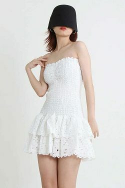 Y2K Aesthetic Forever Flourish Mini Dress - Coquette Style Strapless Fashion Statement