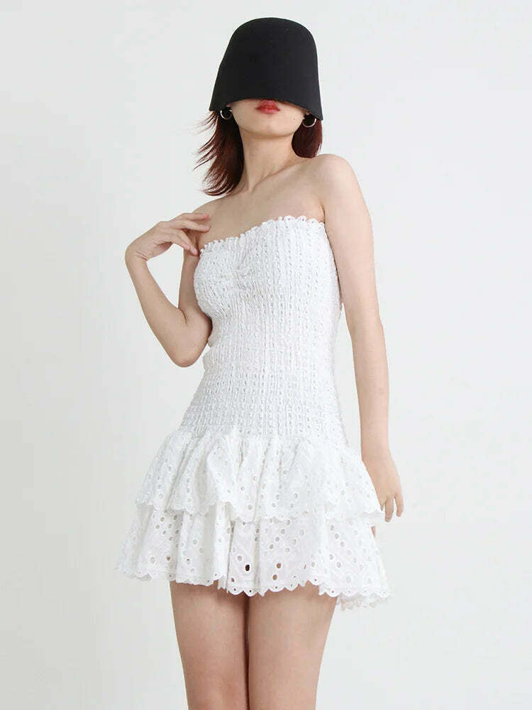 Y2K Aesthetic Forever Flourish Mini Dress - Coquette Style Strapless Fashion Statement Y2K Aesthetic Forever Flourish Mini Dress - Coquette Style Strapless Fashion Statement