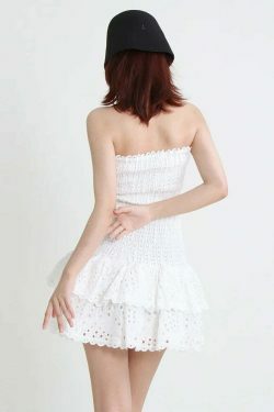 Y2K Aesthetic Forever Flourish Mini Dress - Coquette Style Strapless Fashion Statement