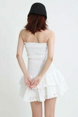 Y2K Aesthetic Forever Flourish Mini Dress - Coquette Style Strapless Fashion Statement