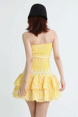 Y2K Aesthetic Forever Flourish Mini Dress - Coquette Style Strapless Fashion Statement