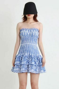 Y2K Aesthetic Forever Flourish Mini Dress - Coquette Style Strapless Fashion Statement