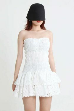 Y2K Aesthetic Forever Flourish Mini Dress - Coquette Style Strapless Fashion Statement