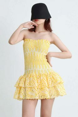 Y2K Aesthetic Forever Flourish Mini Dress - Coquette Style Strapless Fashion Statement