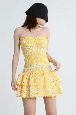 Y2K Aesthetic Forever Flourish Mini Dress - Coquette Style Strapless Fashion Statement