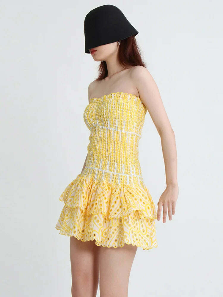 Y2K Aesthetic Forever Flourish Mini Dress - Coquette Style Strapless Fashion Statement Y2K Aesthetic Forever Flourish Mini Dress - Coquette Style Strapless Fashion Statement