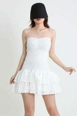 Y2K Aesthetic Forever Flourish Mini Dress - Coquette Style Strapless Fashion Statement