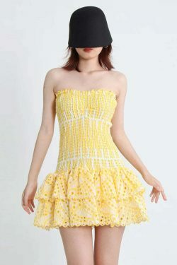 Y2K Aesthetic Forever Flourish Mini Dress - Coquette Style Strapless Fashion Statement