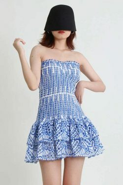 Y2K Aesthetic Forever Flourish Mini Dress - Coquette Style Strapless Fashion Statement