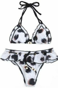 Y2K Aesthetic Frilled Halter Bikini Set - Trendy Women's Fashion