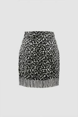 Y2K Aesthetic Fringe Hem Wrap Mini Skirt - Coquette Style Grunge Outfit